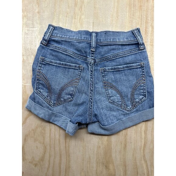 Hollister High Rise Jean Shorts 3" Juniors Size 00 Blue Wash Short Stretch w23 - Picture 3 of 5